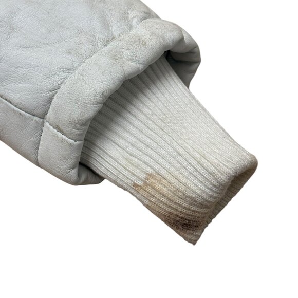 Women’s Chip Pepper jacket leather white/w brown trim fur collar 2000s - Picture 7 of 8